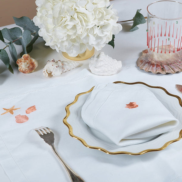 Seashell embroidered placemat