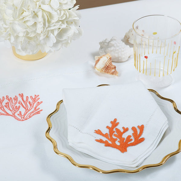 Coral Embroidered Placemat