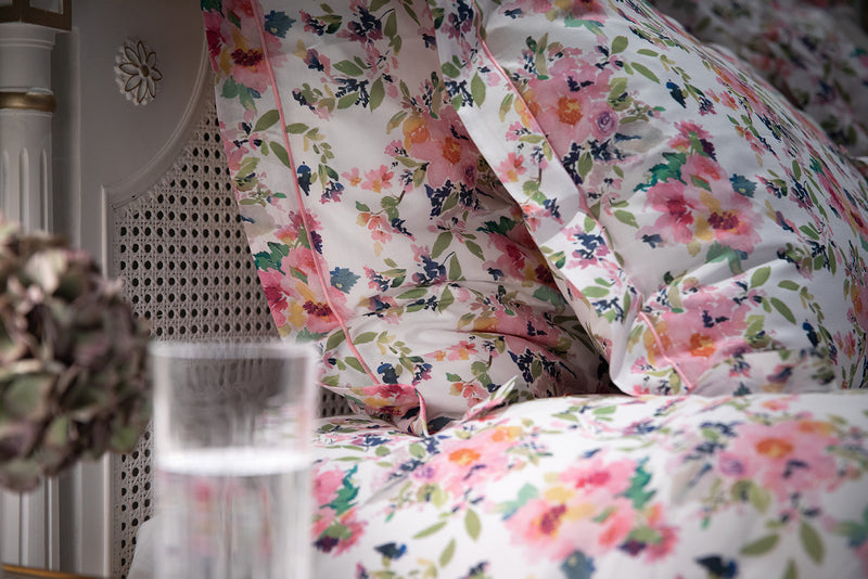 Parure de lit imprimée à motifs fleurs - Voile de coton